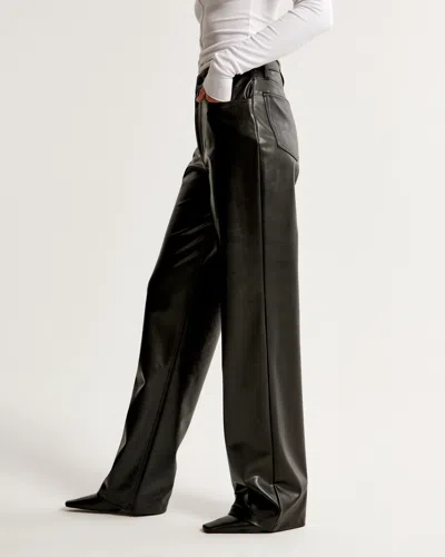 Abercrombie & Fitch Vegan Leather High Rise Loose Pant In Black