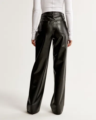 Abercrombie & Fitch Vegan Leather High Rise Loose Pant In Black