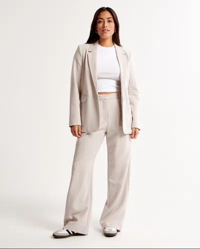 Abercrombie & Fitch Curve Love A&f Sloane Tailored Wide Leg Pant In Neutral