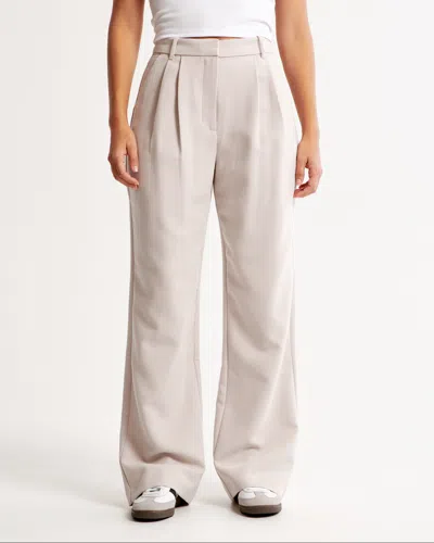 Abercrombie & Fitch Curve Love A&f Sloane Tailored Wide Leg Pant In Neutral