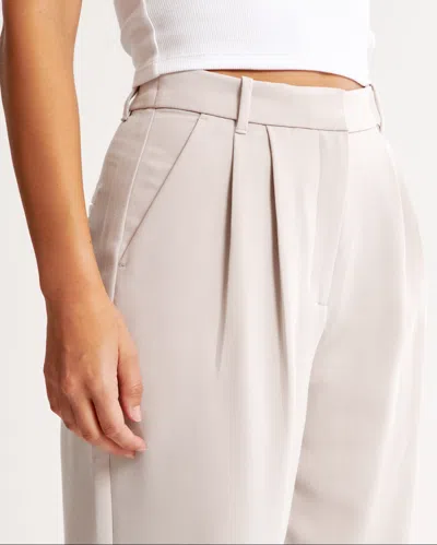 Abercrombie & Fitch Curve Love A&f Sloane Tailored Wide Leg Pant In Neutral