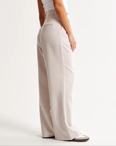 Abercrombie & Fitch Curve Love A&f Sloane Tailored Wide Leg Pant In Neutral