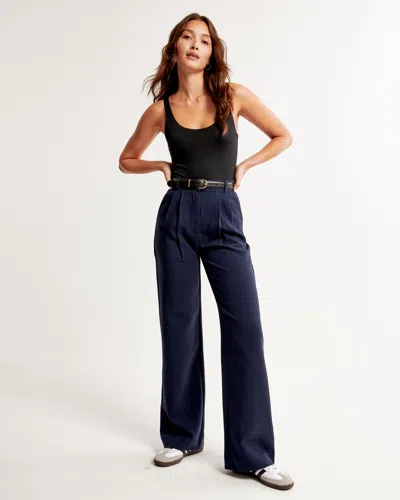 Abercrombie & Fitch A&f Sloane Tailored Wide Leg Pant In Blue