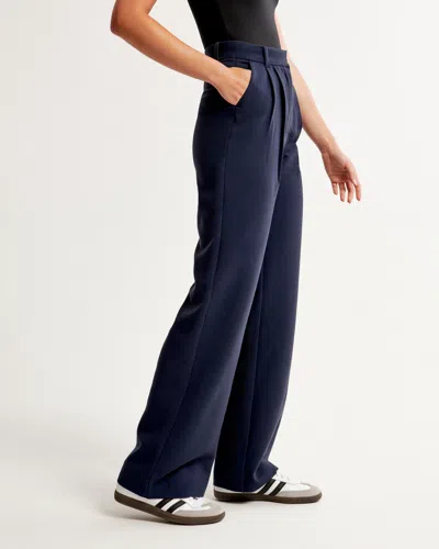 Abercrombie & Fitch A&f Sloane Tailored Wide Leg Pant In Blue