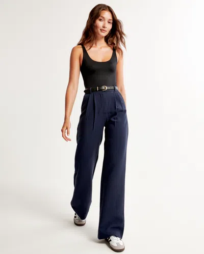 Abercrombie & Fitch A&f Sloane Tailored Wide Leg Pant In Blue