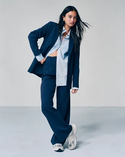 Abercrombie & Fitch A&f Sloane Tailored Wide Leg Pant In Blue