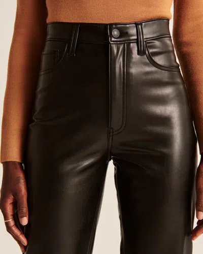Abercrombie & Fitch Vegan Leather Ankle Straight Pant In Black