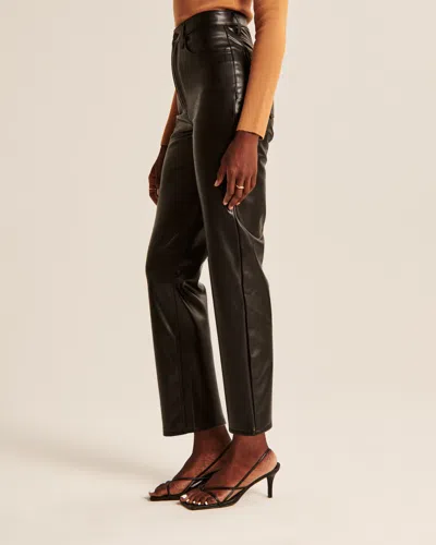 Abercrombie & Fitch Vegan Leather Ankle Straight Pant In Black