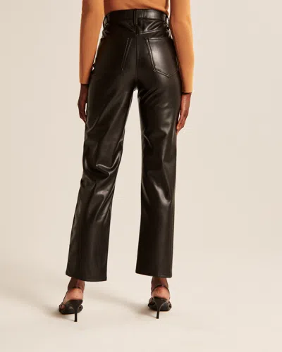 Abercrombie & Fitch Vegan Leather Ankle Straight Pant In Black