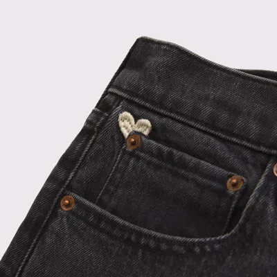 Abercrombie & Fitch Curve Love High Rise 90s Relaxed Heart Embroidered Jean In Black