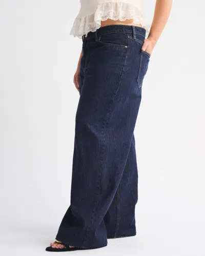 Abercrombie & Fitch Curve Love Low Rise Ultra Loose Jean In Blue