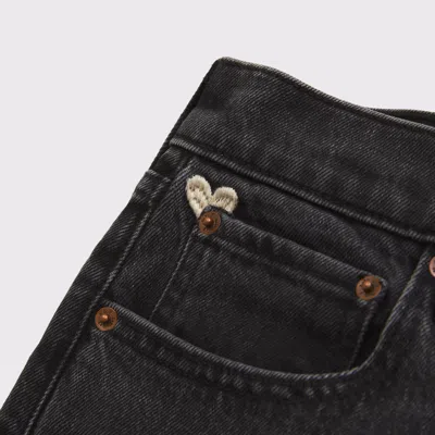 Abercrombie & Fitch High Rise 90s Relaxed Heart Embroidered Jean In Black