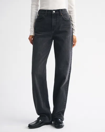 Abercrombie & Fitch High Rise 90s Relaxed Heart Embroidered Jean In Black