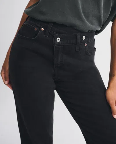 Abercrombie & Fitch Curve Love High Rise 90s Relaxed Crossover Waistband Jean In Black