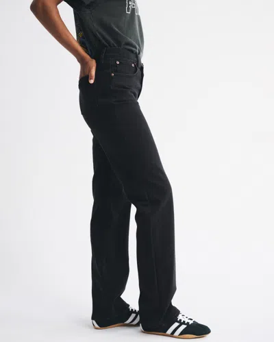 Abercrombie & Fitch Curve Love High Rise 90s Relaxed Crossover Waistband Jean In Black