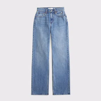 Abercrombie & Fitch Curve Love High Rise 90s Relaxed Philadelphia Eagles Embroidered Jean In Blue