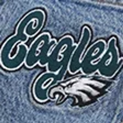 Abercrombie & Fitch Curve Love High Rise 90s Relaxed Philadelphia Eagles Embroidered Jean In Blue