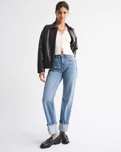 Abercrombie & Fitch High Rise 90s Relaxed Philadelphia Eagles Embroidered Jean In Blue