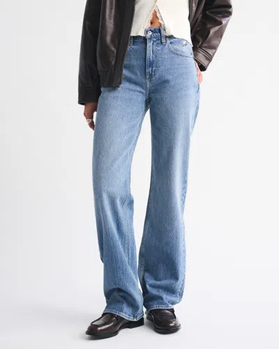 Abercrombie & Fitch High Rise 90s Relaxed Philadelphia Eagles Embroidered Jean In Blue