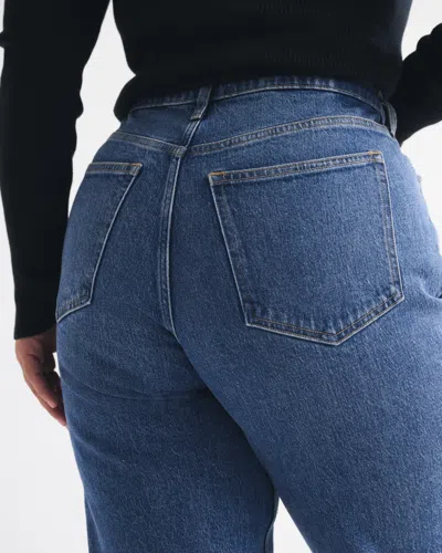 Abercrombie & Fitch Curve Love High Rise 90s Relaxed Pearl Embellished Jean In Blue