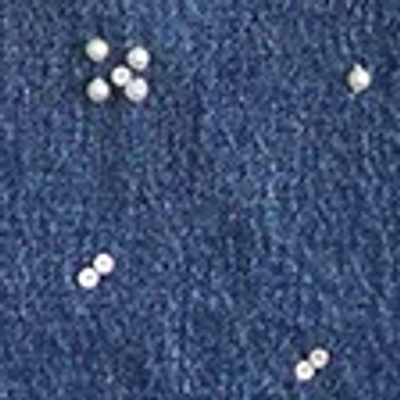 Abercrombie & Fitch Curve Love High Rise 90s Relaxed Pearl Embellished Jean In Blue