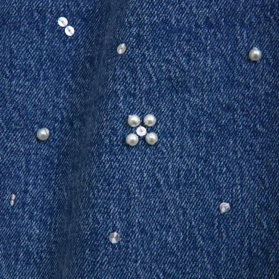 Abercrombie & Fitch High Rise 90s Relaxed Pearl Embellished Jean In Blue
