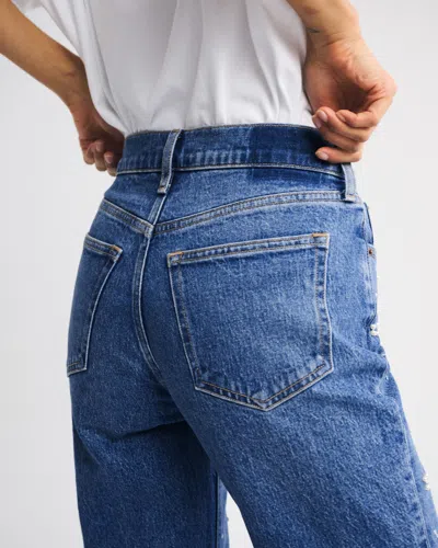 Abercrombie & Fitch High Rise 90s Relaxed Pearl Embellished Jean In Blue