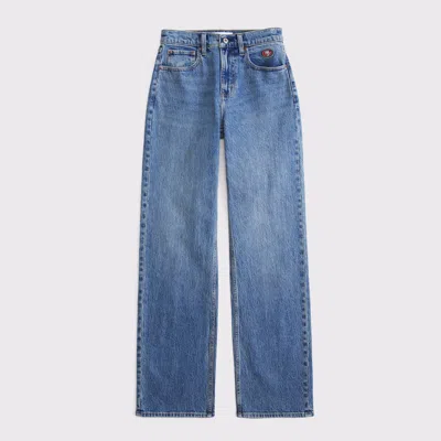 Abercrombie & Fitch Curve Love High Rise 90s Relaxed San Francisco 49ers Embroidered Jean