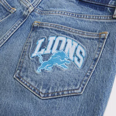 Abercrombie & Fitch Curve Love High Rise 90s Relaxed Detroit Lions Embroidered Jean In Blue