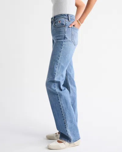 Abercrombie & Fitch High Rise 90s Relaxed Kansas City Chiefs Embroidered Jean In Blue