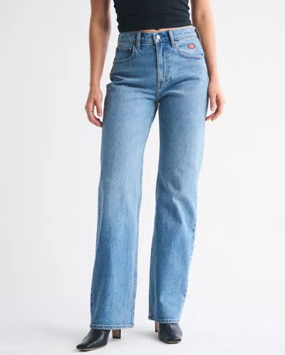 Abercrombie & Fitch High Rise 90s Relaxed San Francisco 49ers Embroidered Jean In Blue