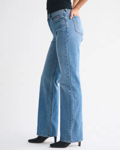 Abercrombie & Fitch High Rise 90s Relaxed San Francisco 49ers Embroidered Jean In Blue