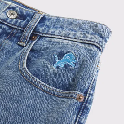 Abercrombie & Fitch High Rise 90s Relaxed Detroit Lions Embroidered Jean In Blue