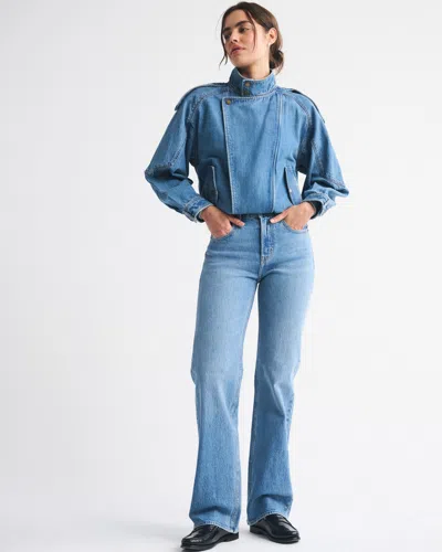 Abercrombie & Fitch High Rise 90s Relaxed Detroit Lions Embroidered Jean In Blue