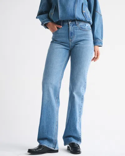 Abercrombie & Fitch High Rise 90s Relaxed Detroit Lions Embroidered Jean In Blue