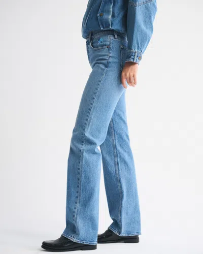 Abercrombie & Fitch High Rise 90s Relaxed Detroit Lions Embroidered Jean In Blue