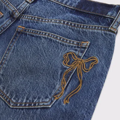 Abercrombie & Fitch Curve Love Low Rise Ultra Loose Bow Embroidered Jean In Blue