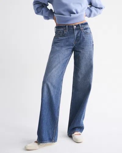 Abercrombie & Fitch Low Rise Ultra Loose Bow Embroidered Jean In Blue