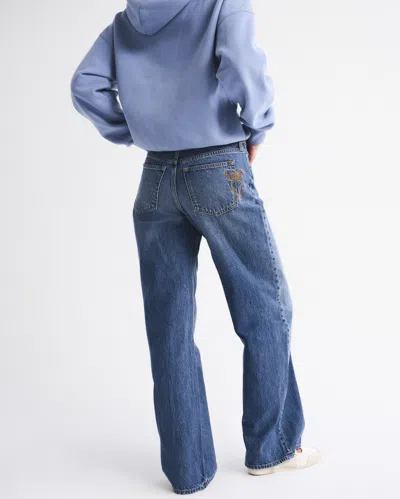 Abercrombie & Fitch Low Rise Ultra Loose Bow Embroidered Jean In Blue