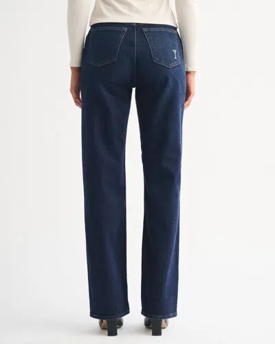 Abercrombie & Fitch Curve Love High Rise 90s Relaxed Martini Embroidered Jean In Blue