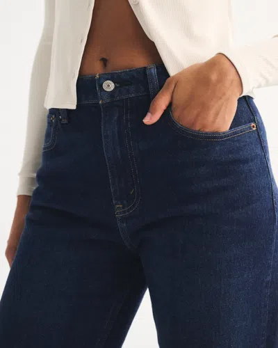 Abercrombie & Fitch Curve Love High Rise 90s Relaxed Martini Embroidered Jean In Blue