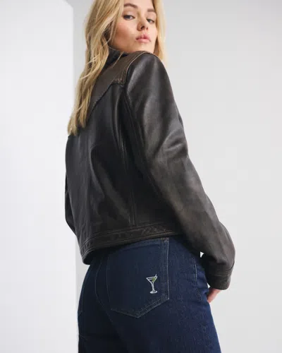 Abercrombie & Fitch High Rise 90s Relaxed Martini Embroidered Jean In Blue