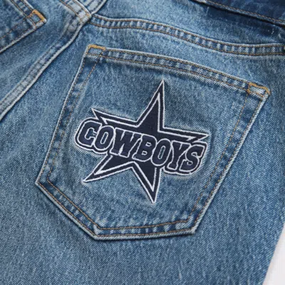 Abercrombie & Fitch Curve Love High Rise 90s Relaxed Dallas Cowboys Embroidered Jean