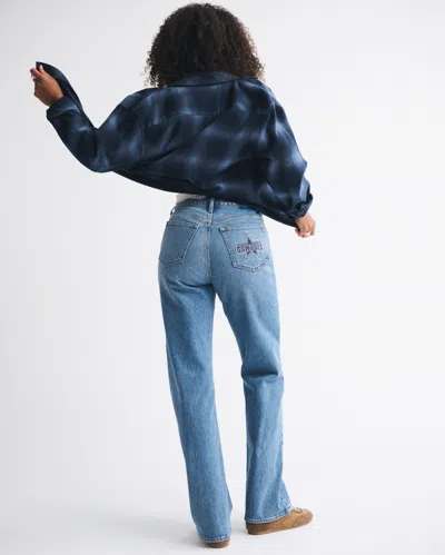 Abercrombie & Fitch Curve Love High Rise 90s Relaxed Dallas Cowboys Embroidered Jean