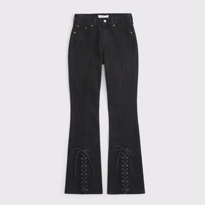 Abercrombie & Fitch Curve Love High Rise Bootcut Lace Jean In Black