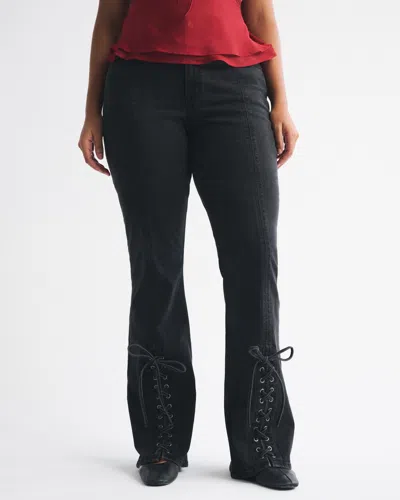 Abercrombie & Fitch Curve Love High Rise Bootcut Lace Jean In Black