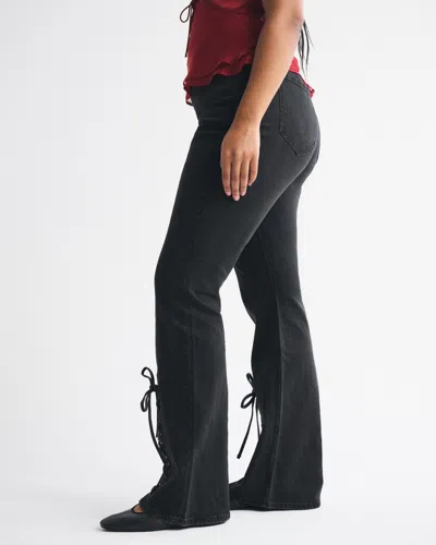 Abercrombie & Fitch Curve Love High Rise Bootcut Lace Jean In Black