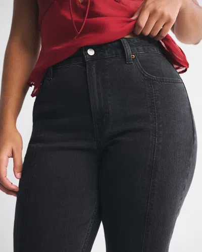 Abercrombie & Fitch Curve Love High Rise Bootcut Lace Jean In Black