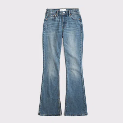 Abercrombie & Fitch High Rise Bootcut Studded Split-vent Hem Jean In Blue