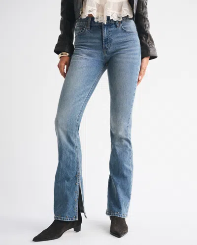 Abercrombie & Fitch High Rise Bootcut Studded Split-vent Hem Jean In Blue